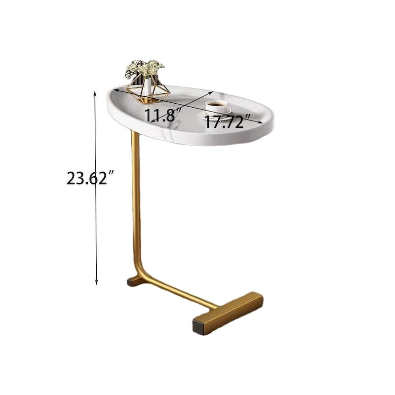 Table d'appoint en C blanche, structure métallique, lot de 2