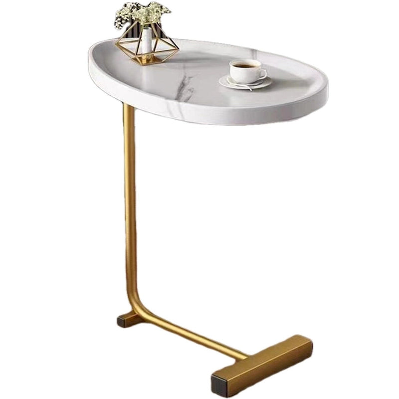 Table d'appoint en C blanche, structure métallique, lot de 2