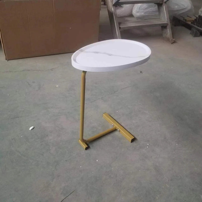 Table d'appoint en C blanche, structure métallique, lot de 2