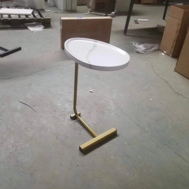 Table d'appoint en C blanche, structure métallique, lot de 2