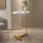 Table d'appoint en C blanche, structure métallique, lot de 2