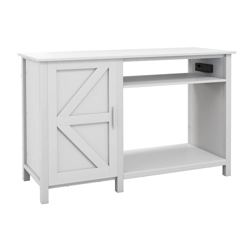 Meuble d'aquarium gris/blanc style porte de grange, 132 cm, fer et bois, pour aquariums de 208 à 284 litres