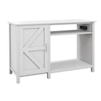 Meuble d'aquarium gris/blanc style porte de grange, 132 cm, fer et bois, pour aquariums de 208 à 284 litres