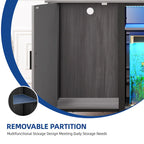 Meuble d'aquarium gris/blanc style porte de grange, 132 cm, fer et bois, pour aquariums de 208 à 284 litres