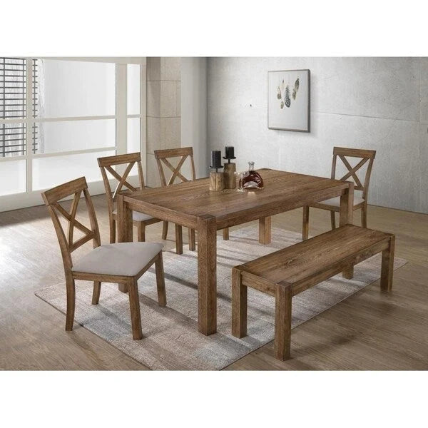 Chaises de salle à manger à dossier en X, naturelles, lot de 2
