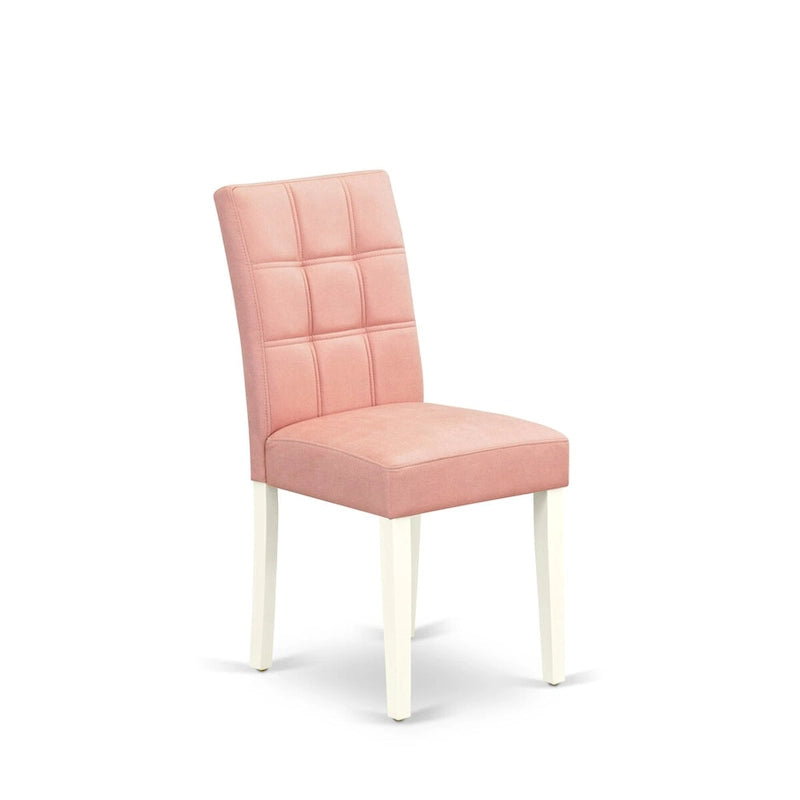 Ensemble table à manger ronde blanc lin avec chaises beige rouge, options 3 ou 5 places