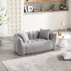 Canapé Poire Carré Gris/Jaune/Marron/Vert Olive, Fauteuil Inclinable en Fausse Fourrure pour 2