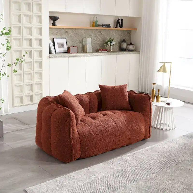Canapé Poire Carré Gris/Jaune/Marron/Vert Olive, Fauteuil Inclinable en Fausse Fourrure pour 2
