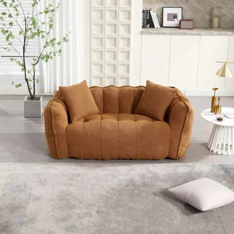 Canapé Poire Carré Gris/Jaune/Marron/Vert Olive, Fauteuil Inclinable en Fausse Fourrure pour 2