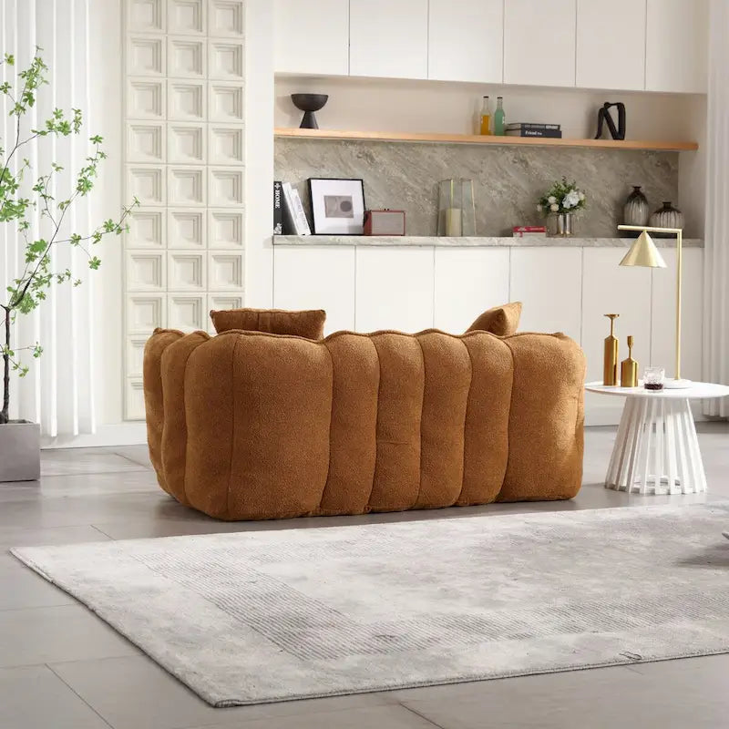 Canapé Poire Carré Gris/Jaune/Marron/Vert Olive, Fauteuil Inclinable en Fausse Fourrure pour 2