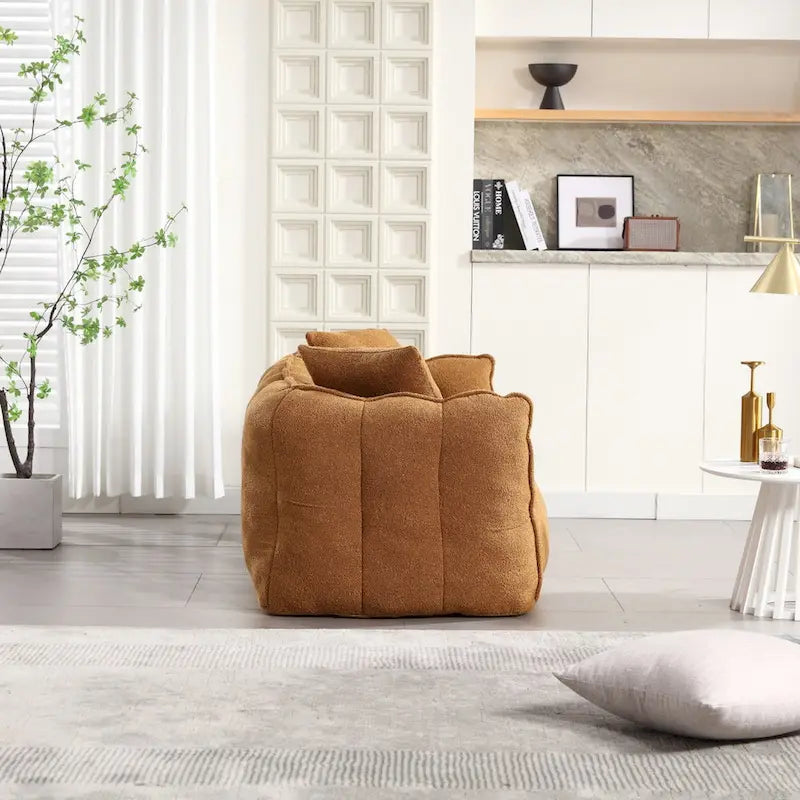 Canapé Poire Carré Gris/Jaune/Marron/Vert Olive, Fauteuil Inclinable en Fausse Fourrure pour 2