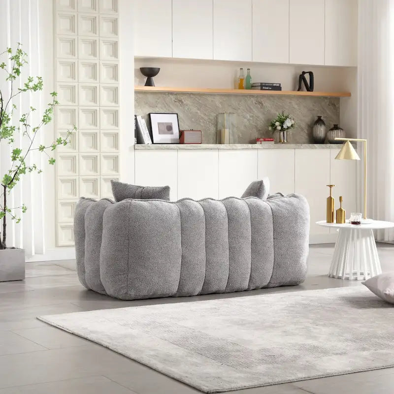 Canapé Poire Carré Gris/Jaune/Marron/Vert Olive, Fauteuil Inclinable en Fausse Fourrure pour 2