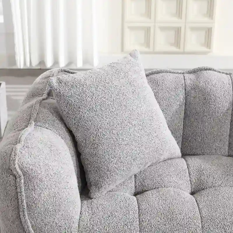 Canapé Poire Carré Gris/Jaune/Marron/Vert Olive, Fauteuil Inclinable en Fausse Fourrure pour 2