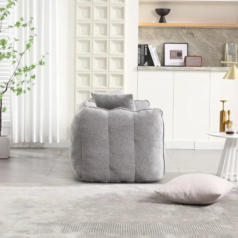 Canapé Poire Carré Gris/Jaune/Marron/Vert Olive, Fauteuil Inclinable en Fausse Fourrure pour 2