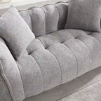 Canapé Poire Carré Gris/Jaune/Marron/Vert Olive, Fauteuil Inclinable en Fausse Fourrure pour 2