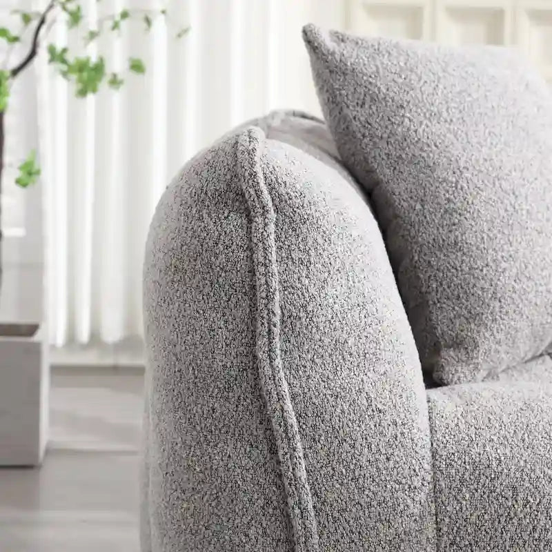 Canapé Poire Carré Gris/Jaune/Marron/Vert Olive, Fauteuil Inclinable en Fausse Fourrure pour 2