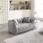 Canapé Poire Carré Gris/Jaune/Marron/Vert Olive, Fauteuil Inclinable en Fausse Fourrure pour 2