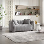 Canapé Poire Carré Gris/Jaune/Marron/Vert Olive, Fauteuil Inclinable en Fausse Fourrure pour 2