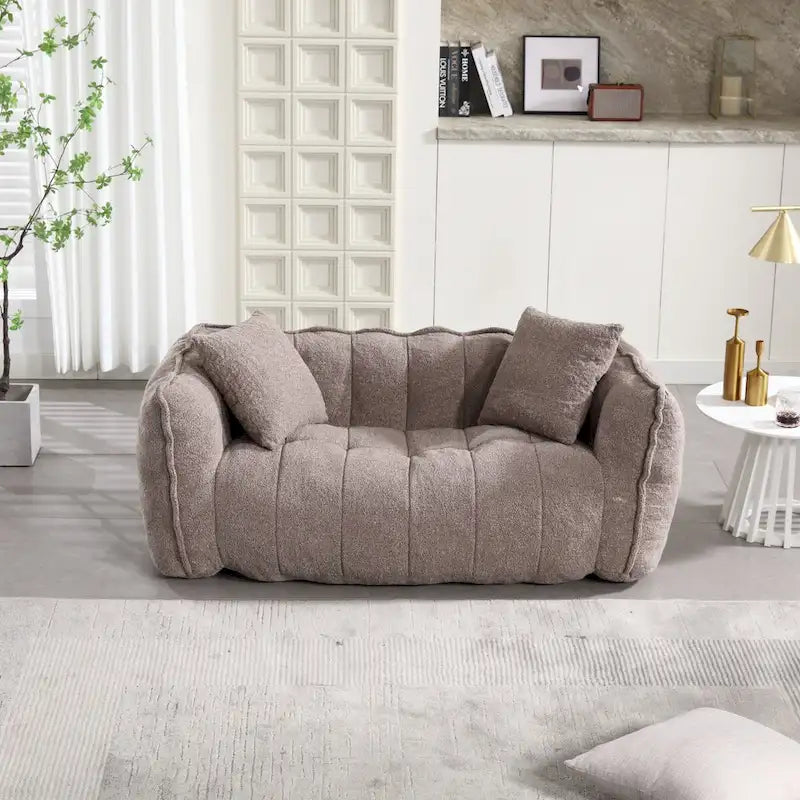 Canapé Poire Carré Gris/Jaune/Marron/Vert Olive, Fauteuil Inclinable en Fausse Fourrure pour 2