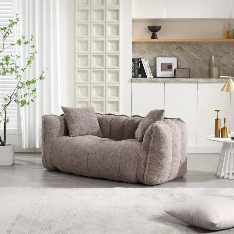 Canapé Poire Carré Gris/Jaune/Marron/Vert Olive, Fauteuil Inclinable en Fausse Fourrure pour 2