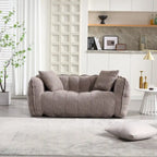 Canapé Poire Carré Gris/Jaune/Marron/Vert Olive, Fauteuil Inclinable en Fausse Fourrure pour 2