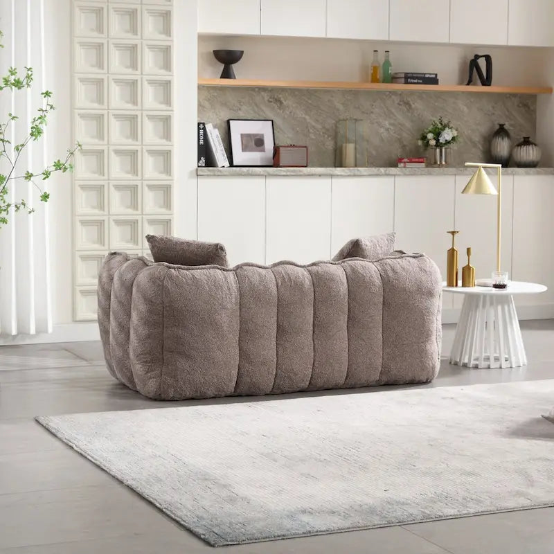 Canapé Poire Carré Gris/Jaune/Marron/Vert Olive, Fauteuil Inclinable en Fausse Fourrure pour 2