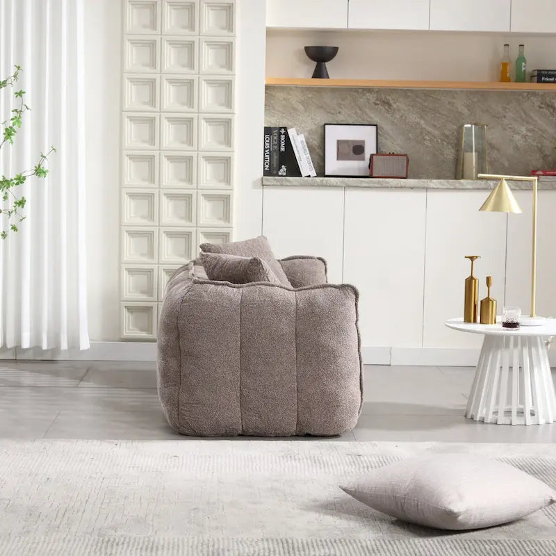 Canapé Poire Carré Gris/Jaune/Marron/Vert Olive, Fauteuil Inclinable en Fausse Fourrure pour 2