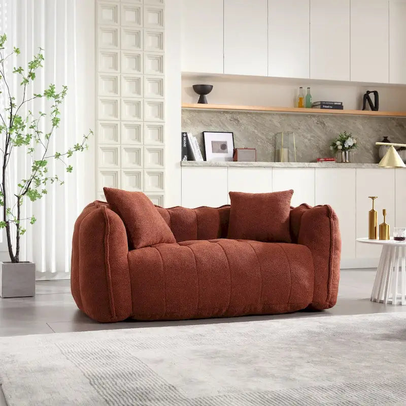 Canapé Poire Carré Gris/Jaune/Marron/Vert Olive, Fauteuil Inclinable en Fausse Fourrure pour 2