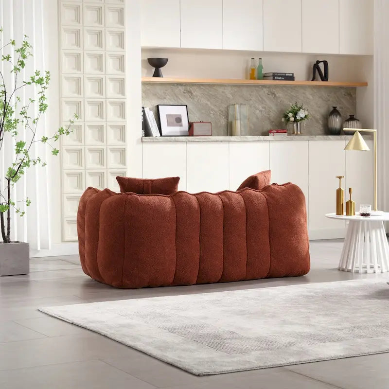 Canapé Poire Carré Gris/Jaune/Marron/Vert Olive, Fauteuil Inclinable en Fausse Fourrure pour 2