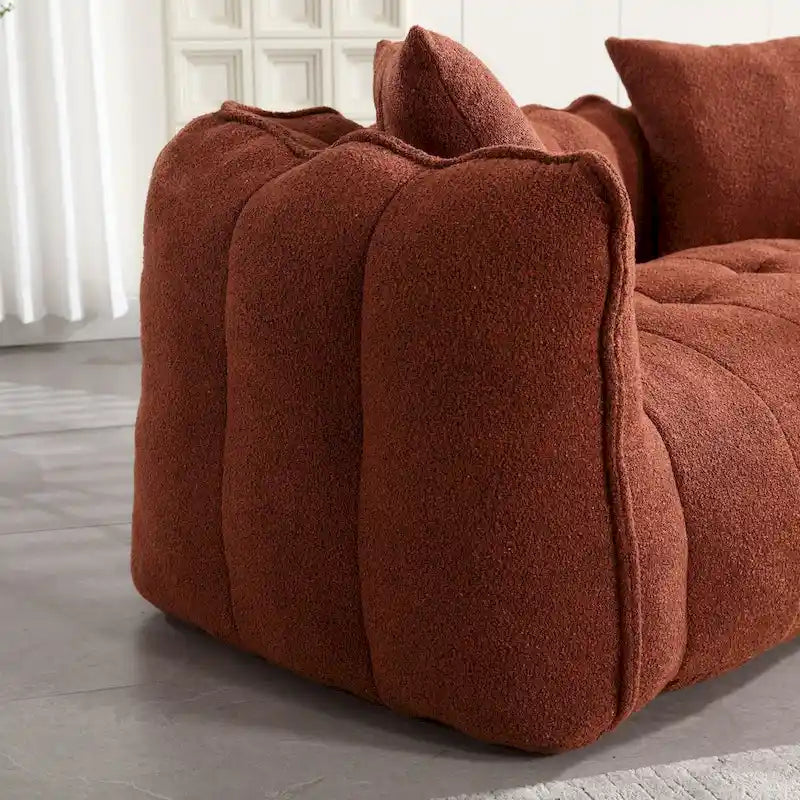 Canapé Poire Carré Gris/Jaune/Marron/Vert Olive, Fauteuil Inclinable en Fausse Fourrure pour 2