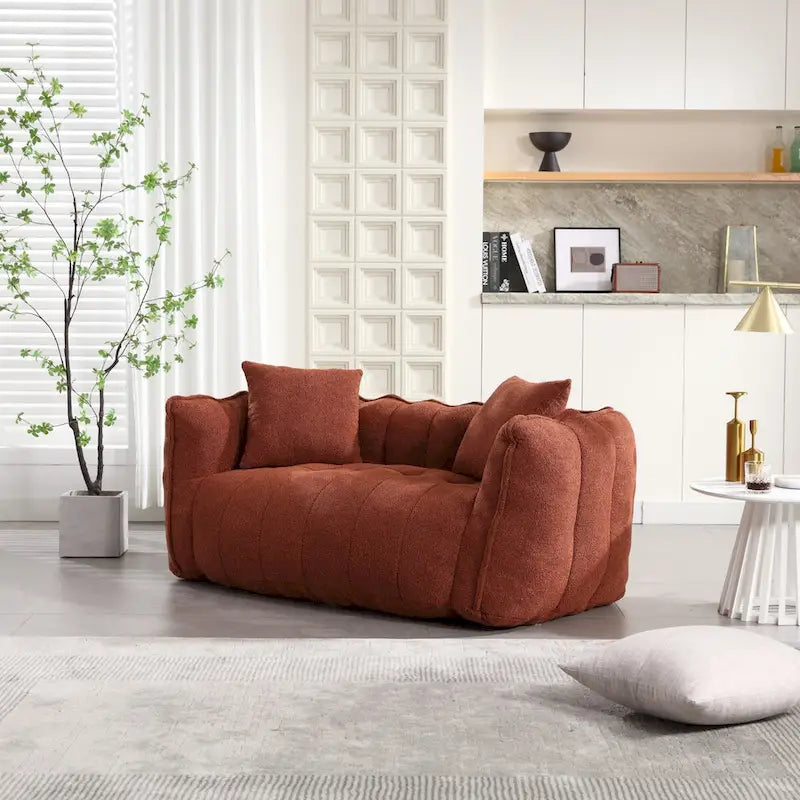 Canapé Poire Carré Gris/Jaune/Marron/Vert Olive, Fauteuil Inclinable en Fausse Fourrure pour 2