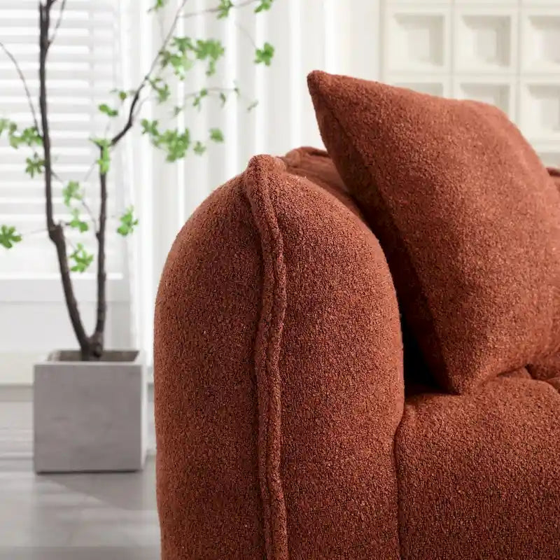 Canapé Poire Carré Gris/Jaune/Marron/Vert Olive, Fauteuil Inclinable en Fausse Fourrure pour 2