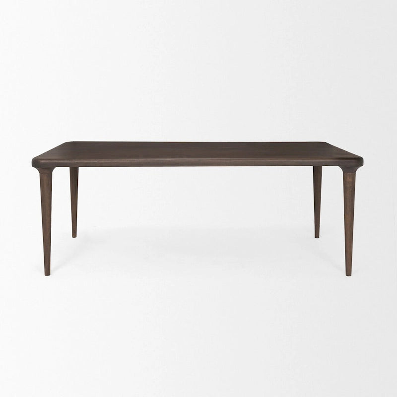 Table de salle à manger rectangulaire en bois massif brun foncé, pour 4 à 6 personnes