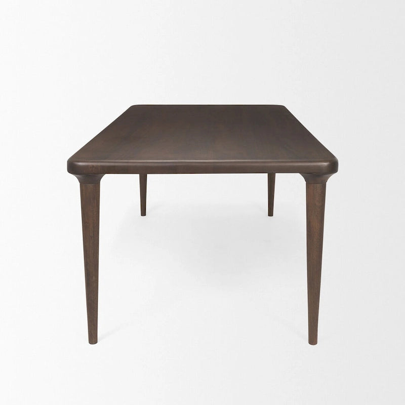 Table de salle à manger rectangulaire en bois massif brun foncé, pour 4 à 6 personnes