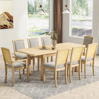 Table de salle à manger extensible noire et grise, 8 personnes, 1 table + 6 chaises sans accoudoirs + 2 fauteuils avec accoudoirs