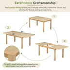 Table de salle à manger extensible noire et grise, 8 personnes, 1 table + 6 chaises sans accoudoirs + 2 fauteuils avec accoudoirs