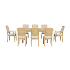 Table de salle à manger extensible noire et grise, 8 personnes, 1 table + 6 chaises sans accoudoirs + 2 fauteuils avec accoudoirs
