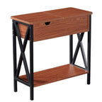 Table d'appoint relevable en noyer avec étagère de rangement, usage individuel