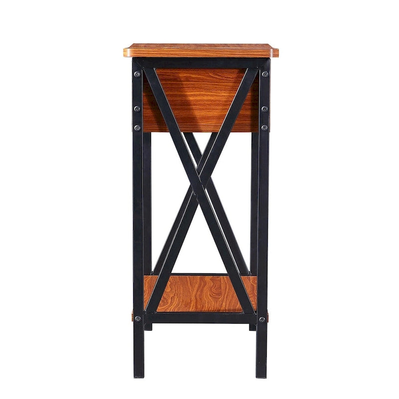 Table d'appoint relevable en noyer avec étagère de rangement, usage individuel
