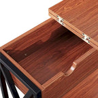 Table d'appoint relevable en noyer avec étagère de rangement, usage individuel