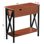 Table d'appoint relevable en noyer avec étagère de rangement, usage individuel