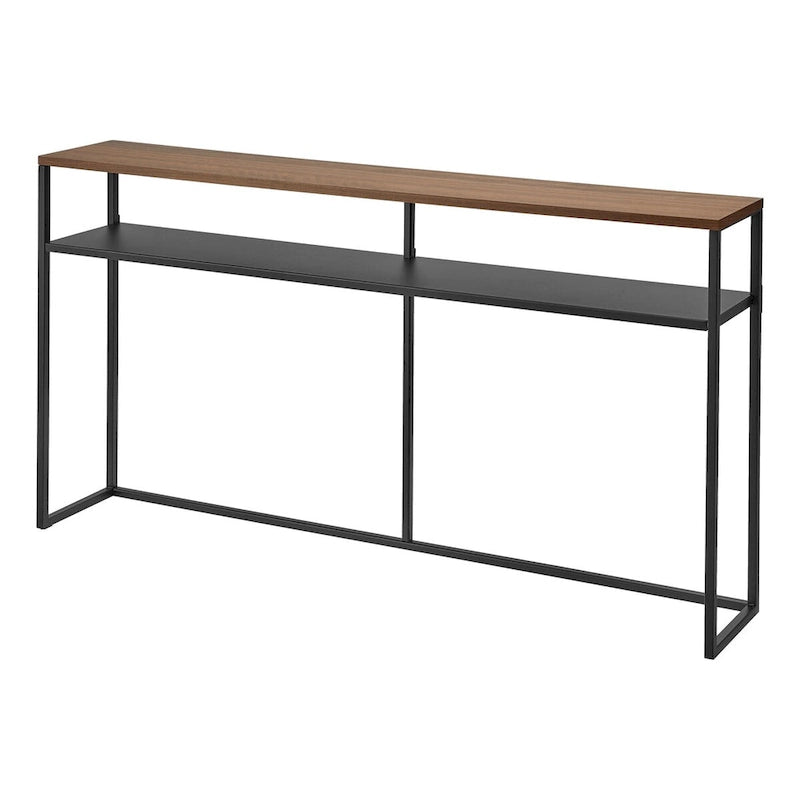 Console étroite noire / blanche avec crochets et étagère, cadre en acier, 1 personne