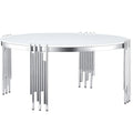 Table basse ronde à 3 niveaux pivotante à 360° en verre trempé, Or/Argent, 2 à 4 places