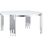 Table basse ronde à 3 niveaux pivotante à 360° en verre trempé, Or/Argent, 2 à 4 places
