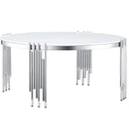 Table basse ronde à 3 niveaux pivotante à 360° en verre trempé, Or/Argent, 2 à 4 places