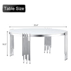 Table basse ronde à 3 niveaux pivotante à 360° en verre trempé, Or/Argent, 2 à 4 places