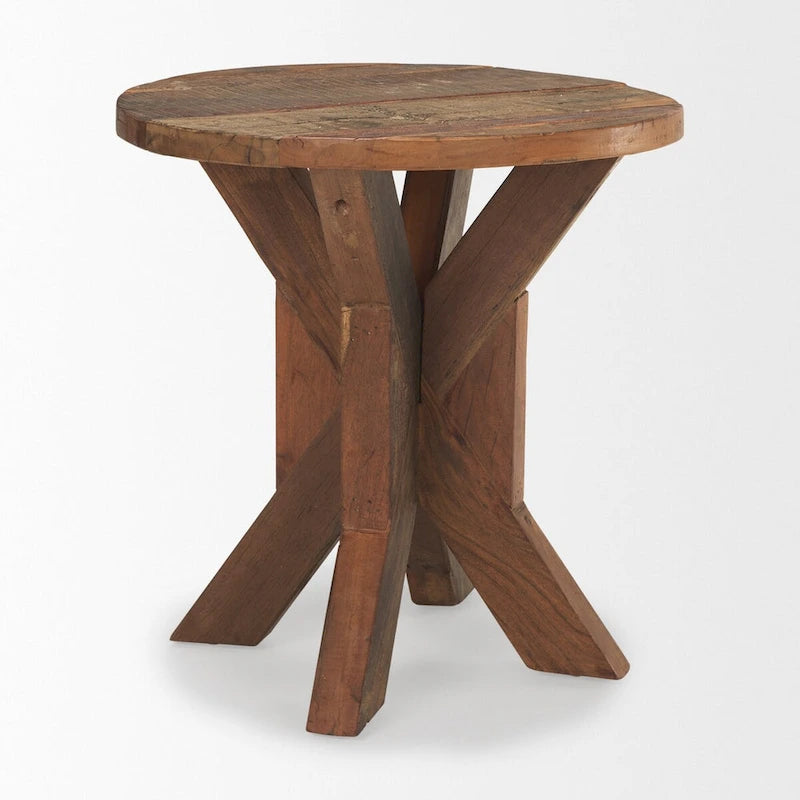 Table d'appoint en bois recyclé marron, 65,5 cm L x 65,5 cm l x 66 cm H, utilisation par 1 personne