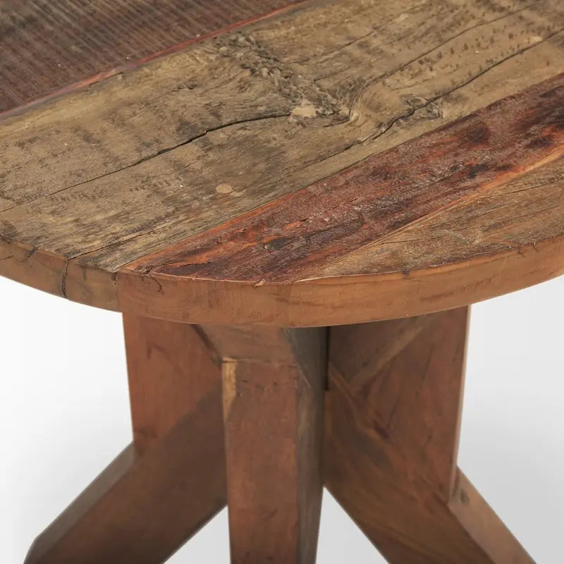 Table d'appoint en bois recyclé marron, 65,5 cm L x 65,5 cm l x 66 cm H, utilisation par 1 personne