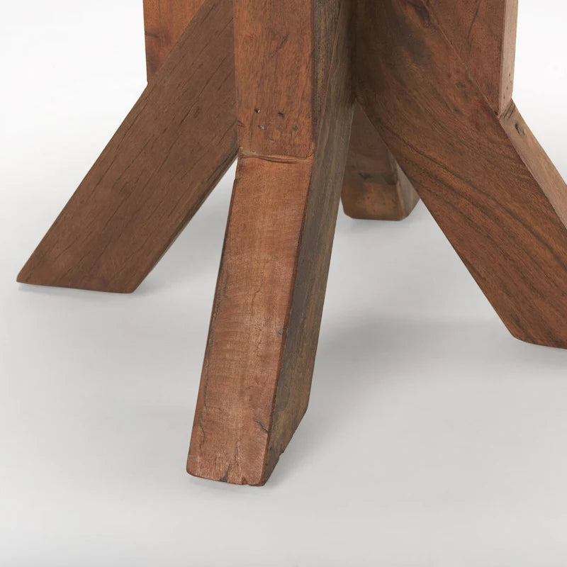 Table d'appoint en bois recyclé marron, 65,5 cm L x 65,5 cm l x 66 cm H, utilisation par 1 personne