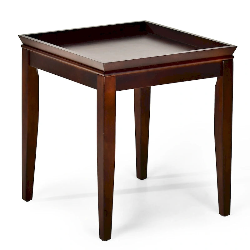 Table d'appoint carrée marron, plateau de style plateau, utilisation par 1 personne